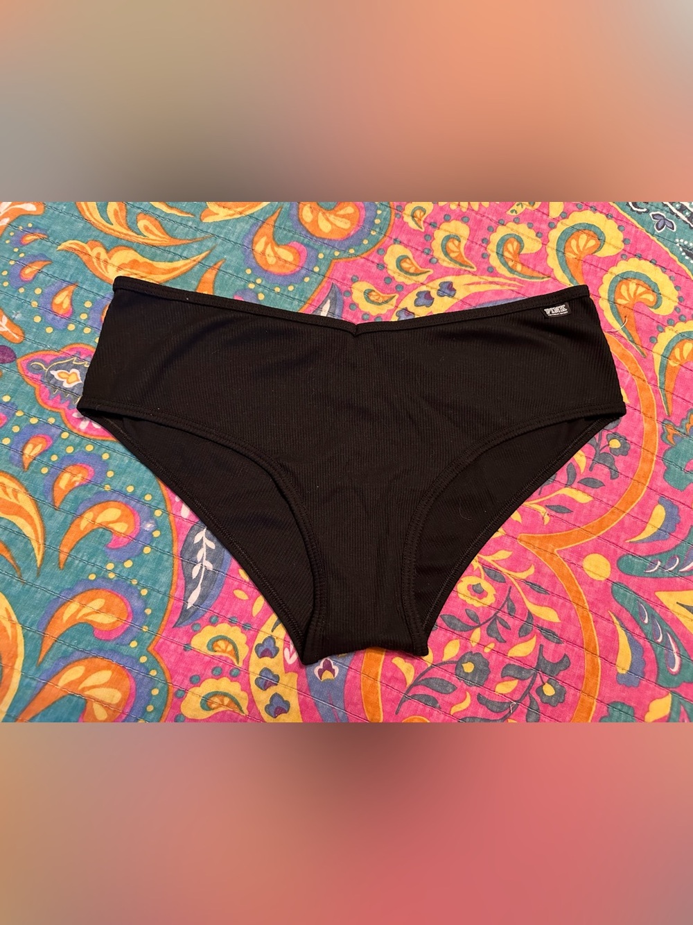 Victoria's Secret PINK Black Ribbed Hipster Panty